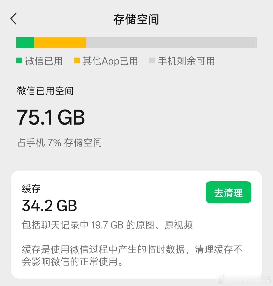 你的微信聊天记录有多少G看了下我的有70多个G，占了手机7%空间，啥时候能把这些