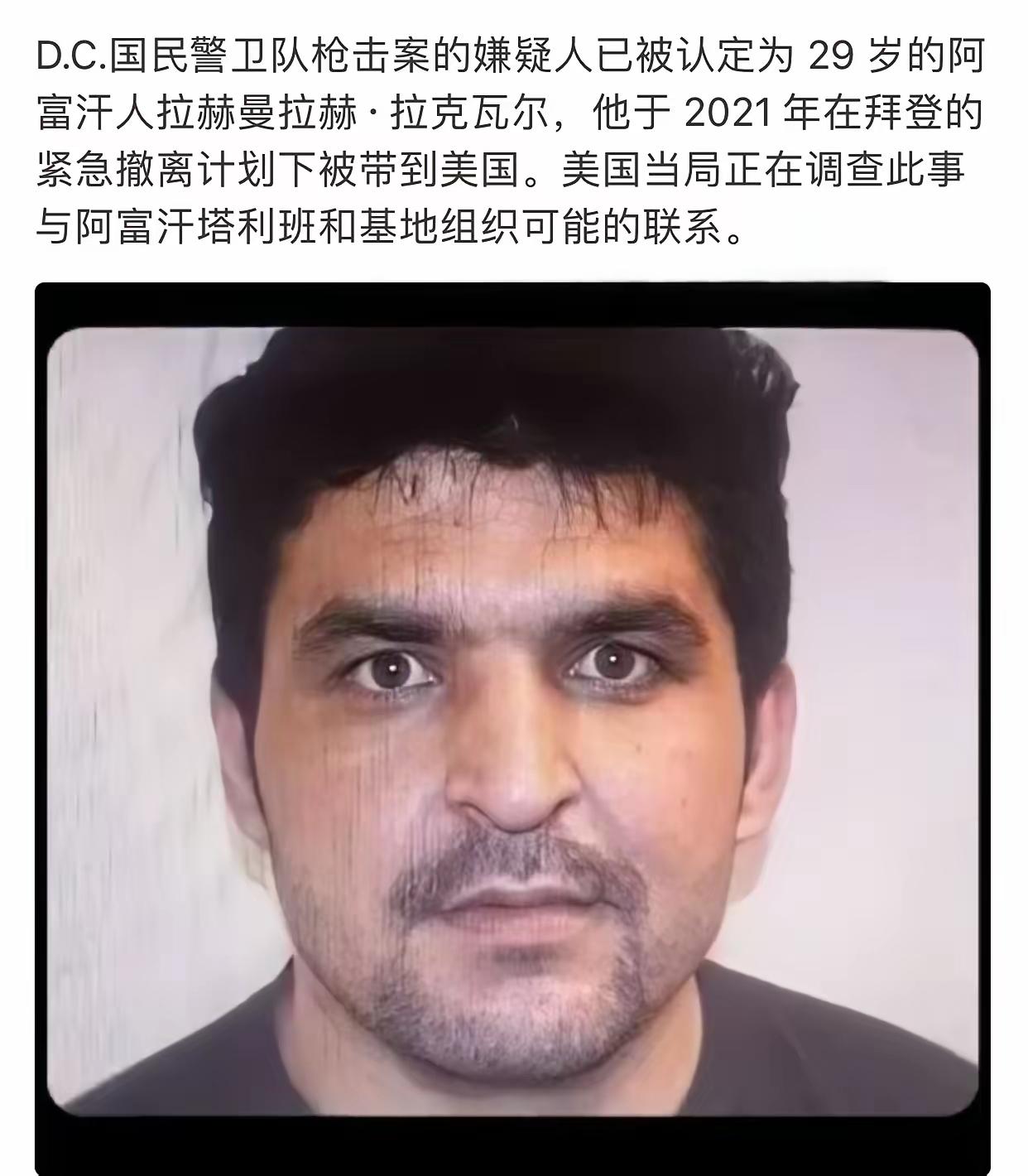 枪击美军，这人为何不感恩？
     据报道这个阿富汗移民其实是一个皇协军，在阿