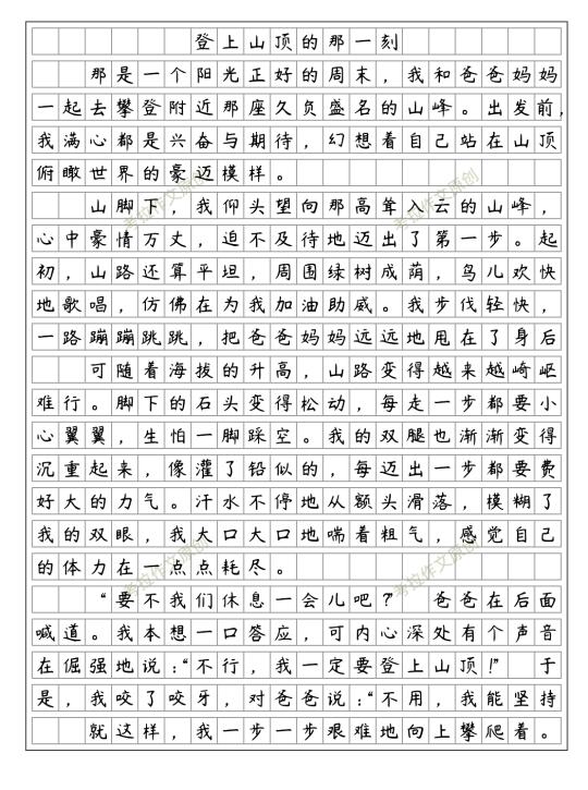 优秀范文《登上山顶的那一刻》七下三单元