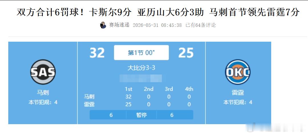NBA季后赛NBA西决 文班第一节出手数比卡斯尔瓦塞尔少，这是很危险的信号，文班