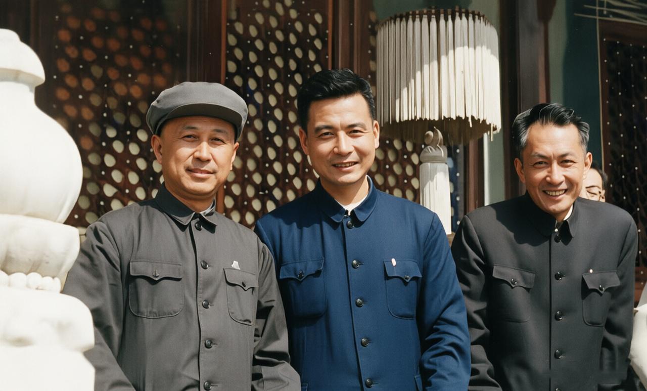 1966年国庆，新中国成立十七周年，钱学森、邓稼先、朱光亚一同登上天安门城楼观礼