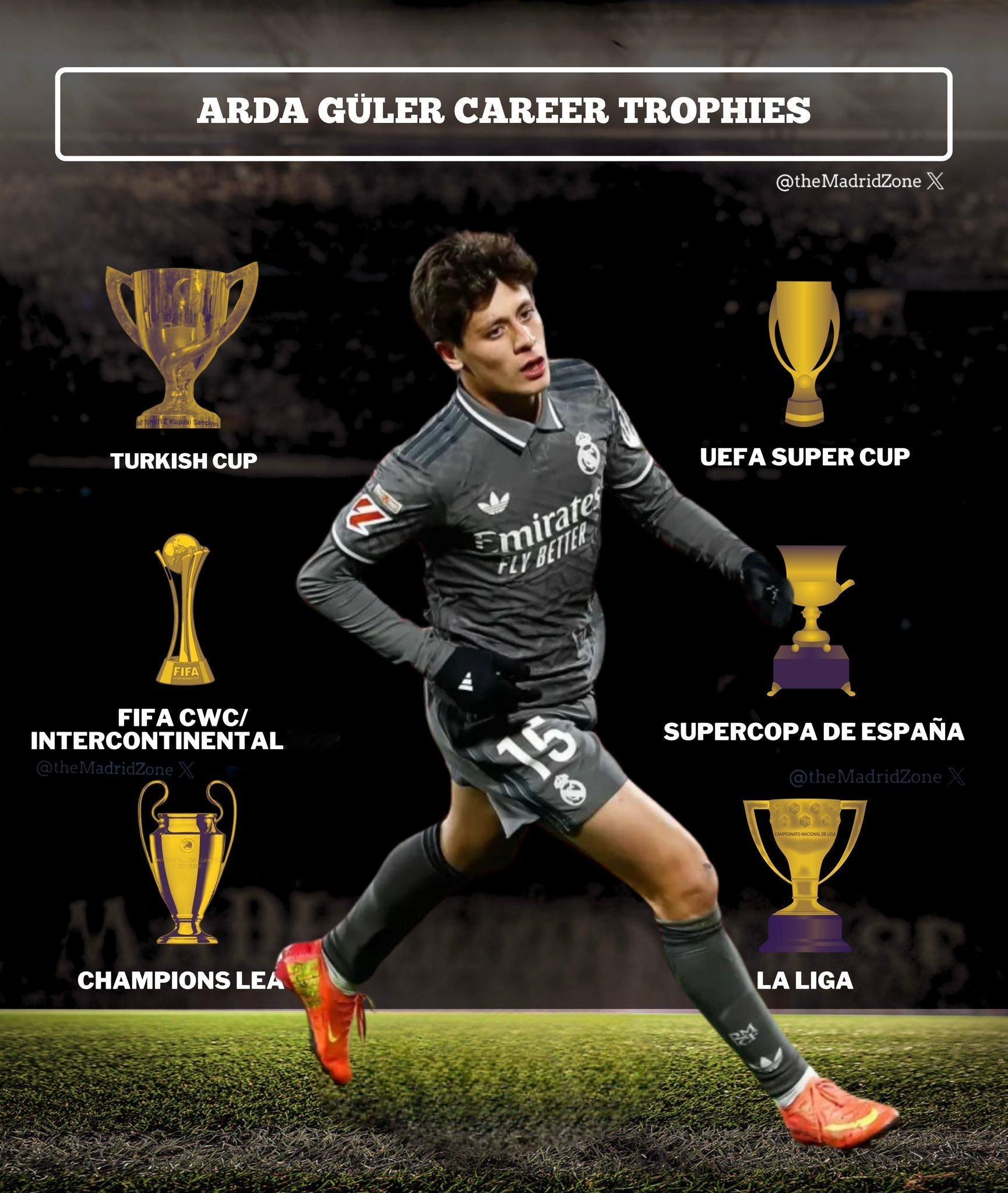 Arda Güler赢得了他职业生涯的第6个奖杯。 