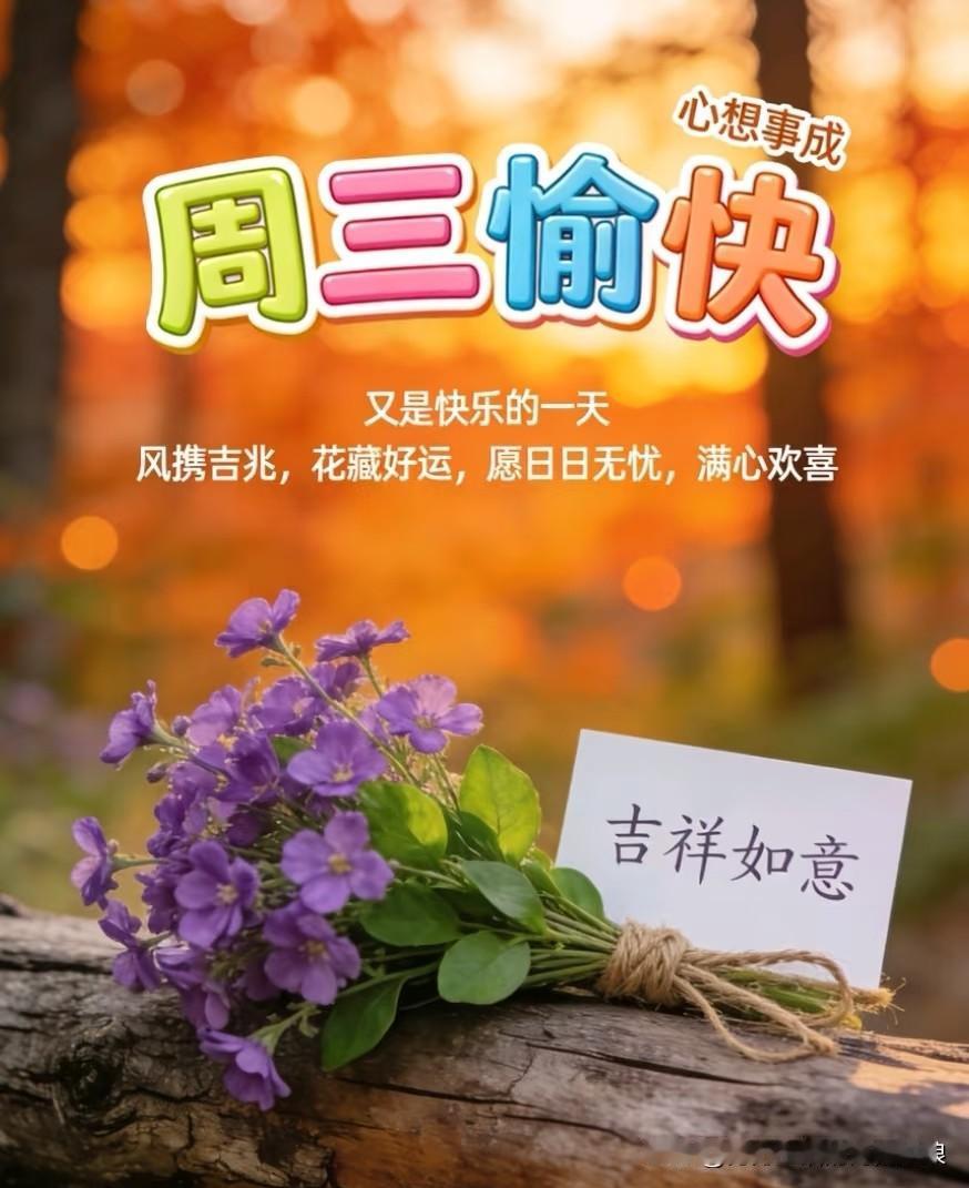 早安，周三到啦～
不慌不忙，慢慢生活，
好好吃饭，好好休息，
愿你心里温暖，日子