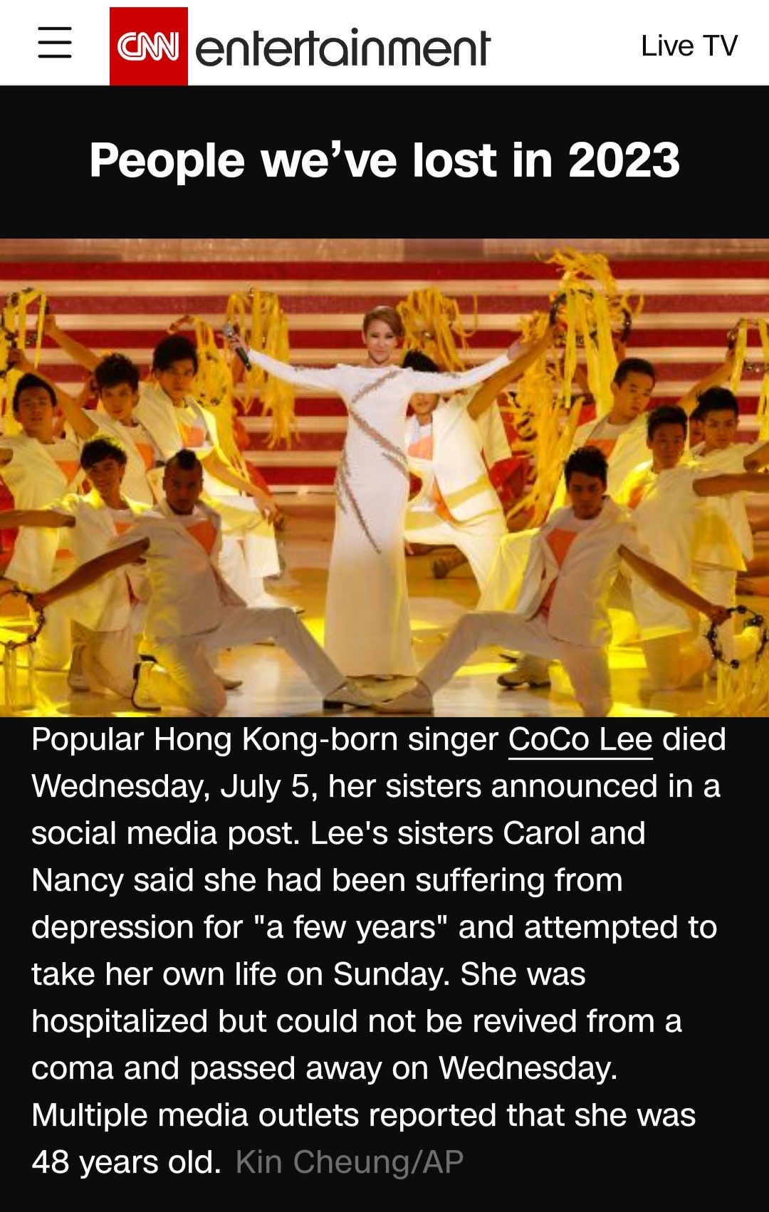 #外媒报道李玟去世形容巨星陨落#CNN发了3条李玟去世的消息，他们报道李玟跟我们