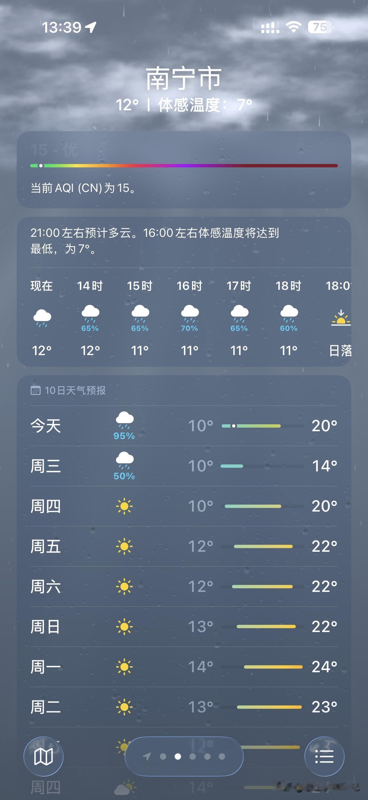 南宁冬天，说降温就是立马断崖式降温，跟我老婆的脸色一样，说变就变[呲牙]