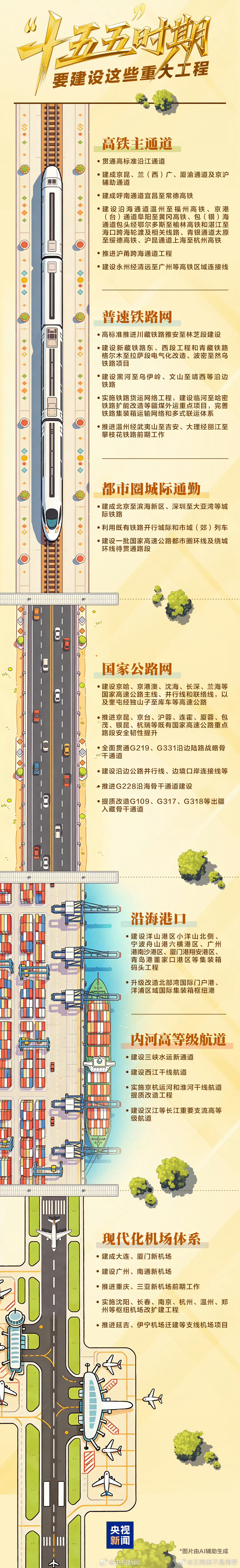 未来5年中国要建设的重大工程高铁、机场、港口都有大动作但我更关心高速和国道的建设