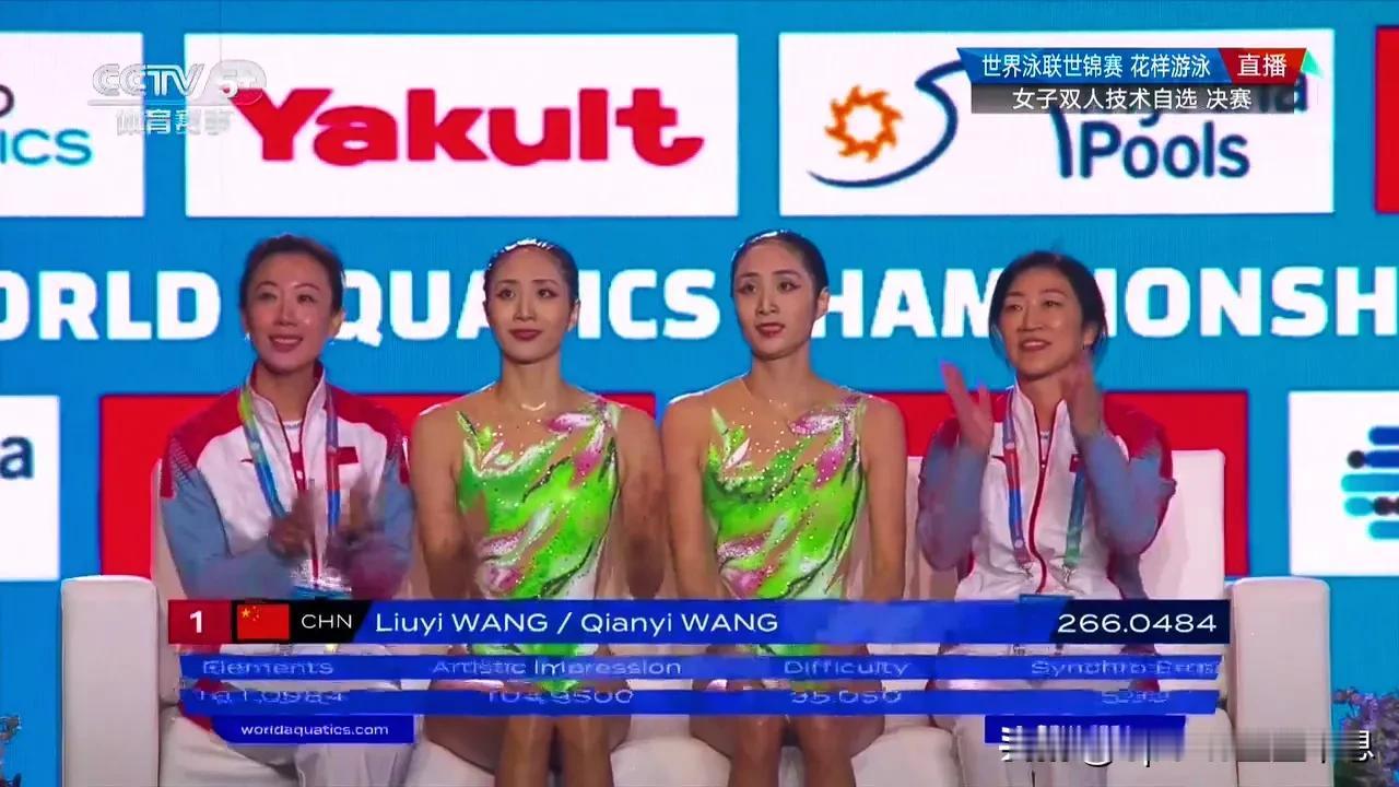 夺冠！王柳懿、王芊懿，在北京时间2月5日晚刚刚结束的2024世界泳联世锦赛花样游