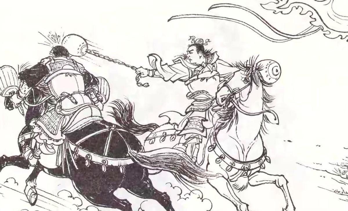 就算天下第一的英雄也挨了揍！
这一锤正打在紫金冠上，把上面的宝珠和龙头打掉了，脑