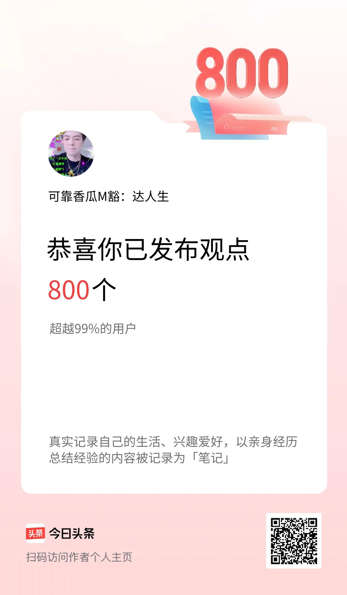 我在头条累计投稿观点800个