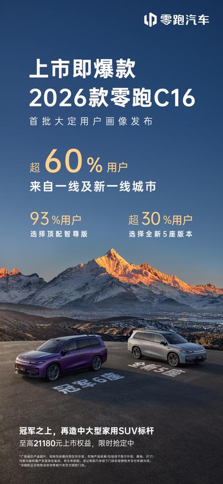 2026款零跑C16上市，哪个版本卖的最多？
 
近日，2026款零跑C16上市
