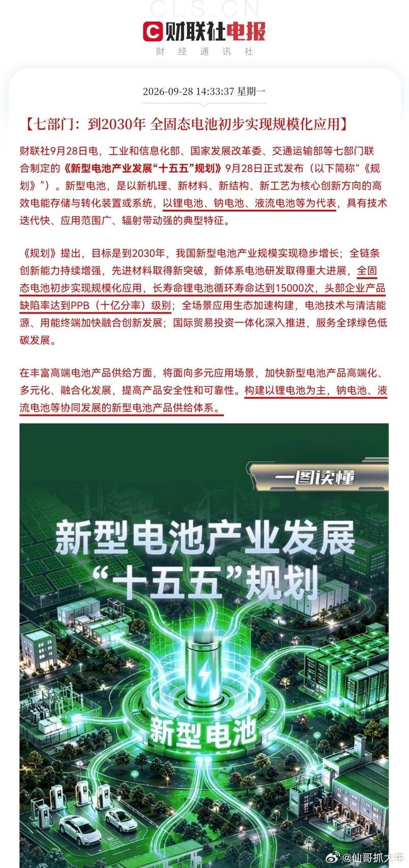 固态电池接下来估计要疯狂了                  突发重大利好，七部