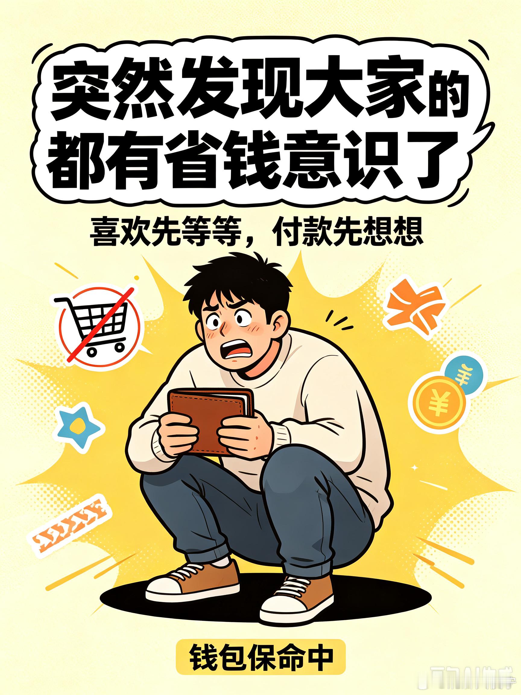 突然发现大家都有省钱意识了以前：喜欢就冲现在：喜欢，再等等，算了没必要大家都有省