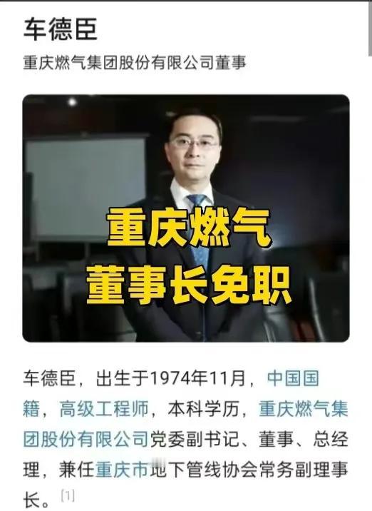 重庆燃气集团党委书记、总经理车德臣的免职，深刻体现了政府对于行业乱象的坚决打击与