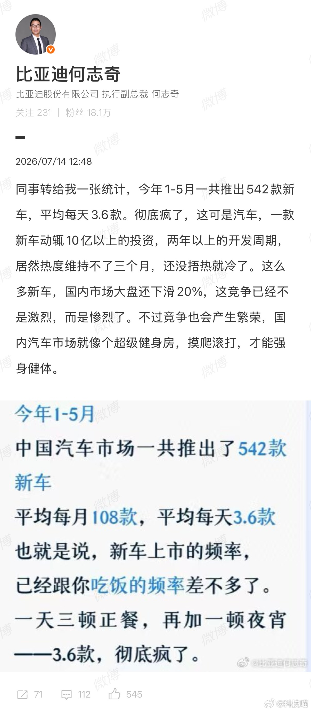 今年1-5月国内市场一共推出542款新车，平均每天3.6款而同期国内手机新品才1