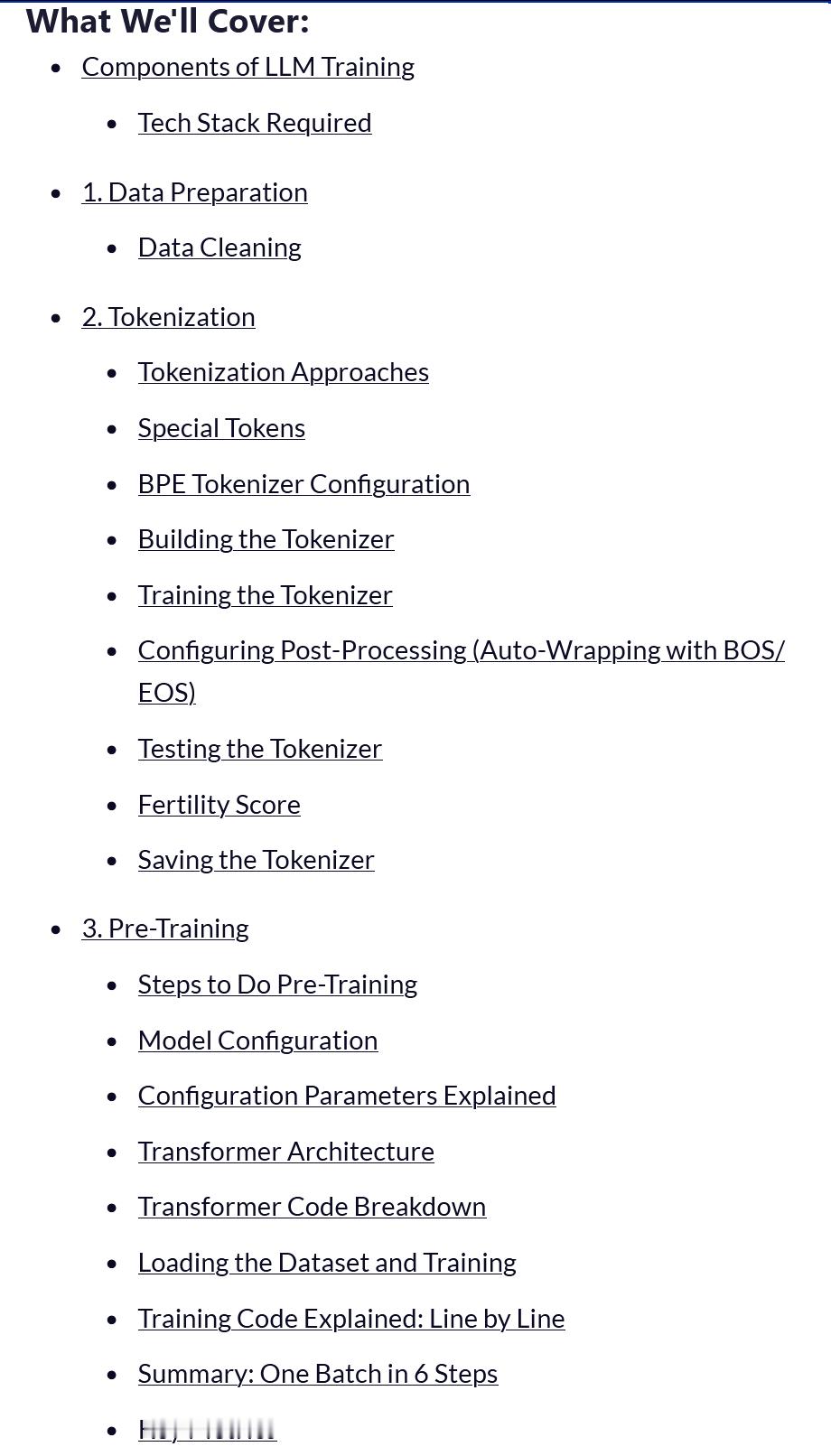 网页链接一个“从零做一个小型语言专属 LLM”的端到端教程。作者用乌尔都语作为示