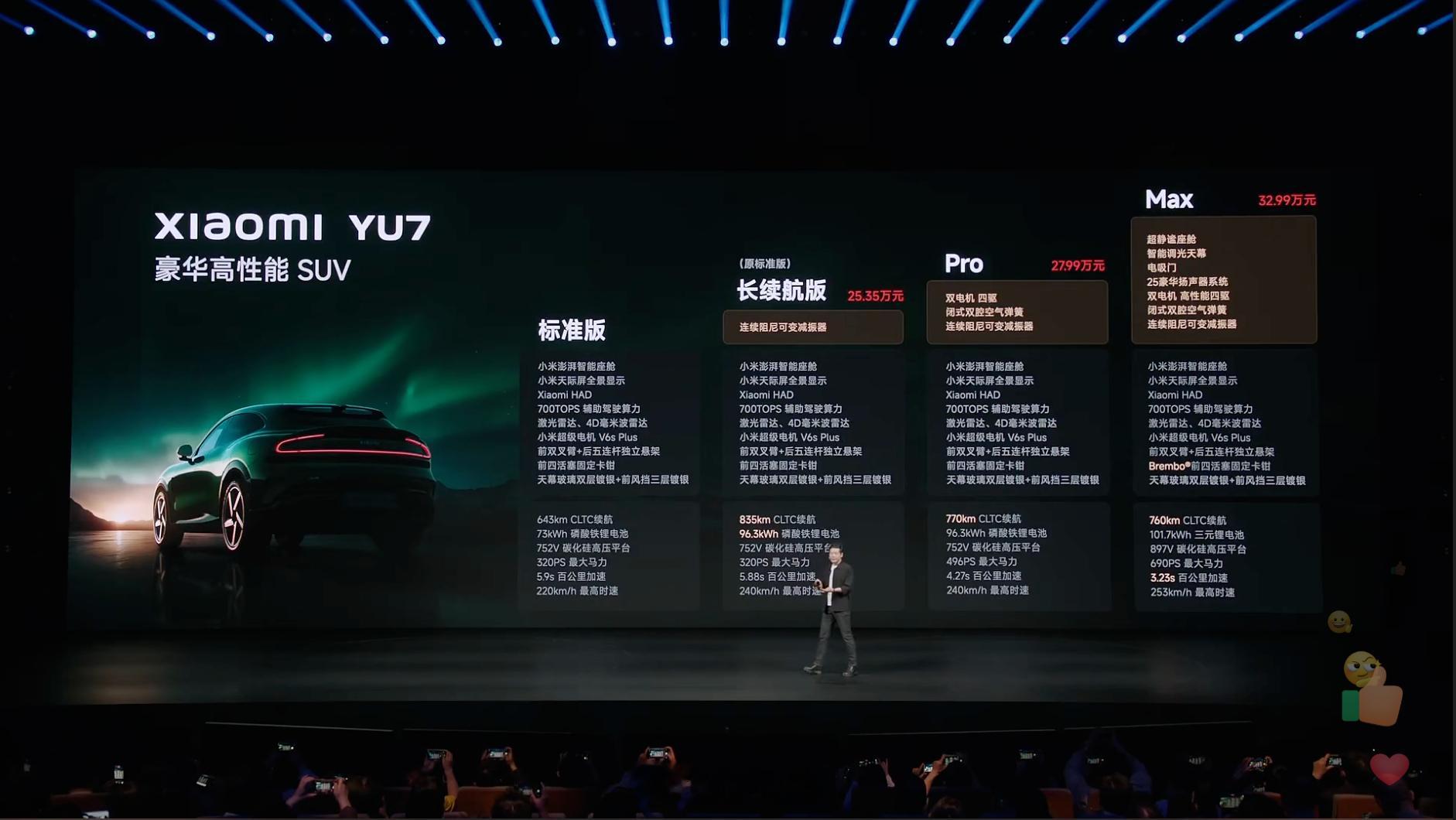 YU7的命名规则变化，原标准版定名为长续航版小米发布会