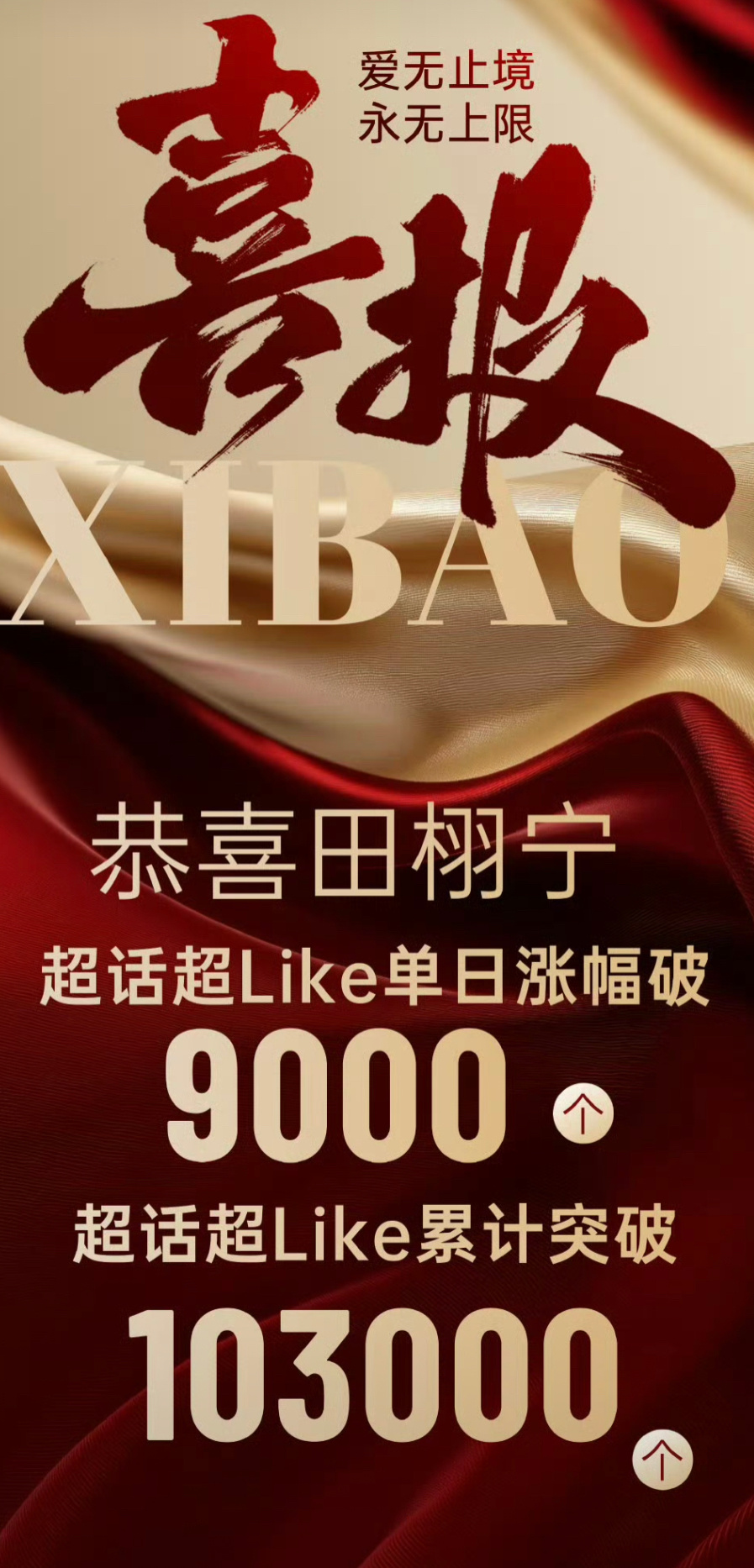 田栩宁梓渝两家超like战报，恭喜新晋双顶流🎉 ​​​