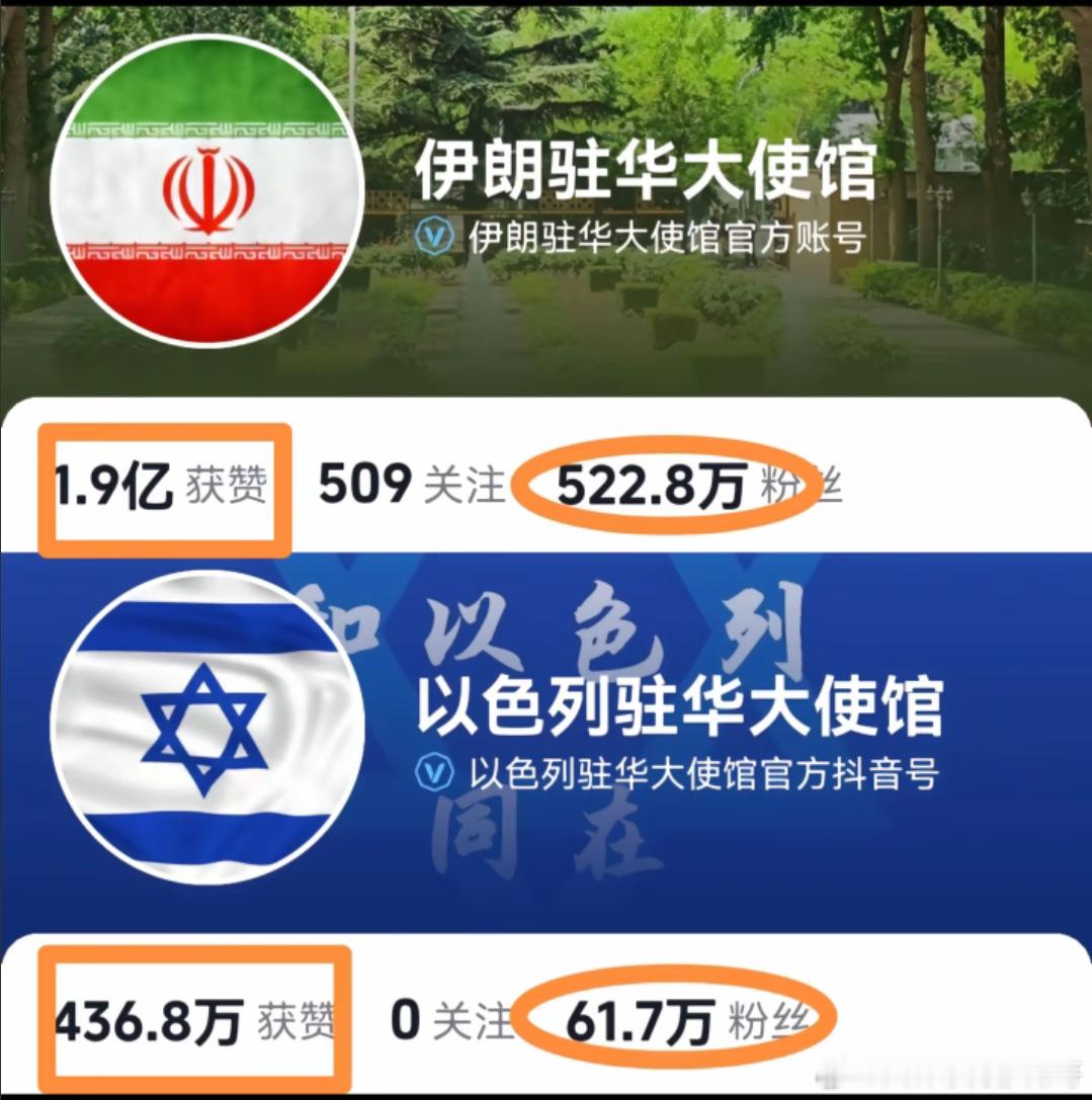 发达地区支持以色列的人比较多 抖音伊朗粉丝522.8万、以色列61.7万微博伊朗