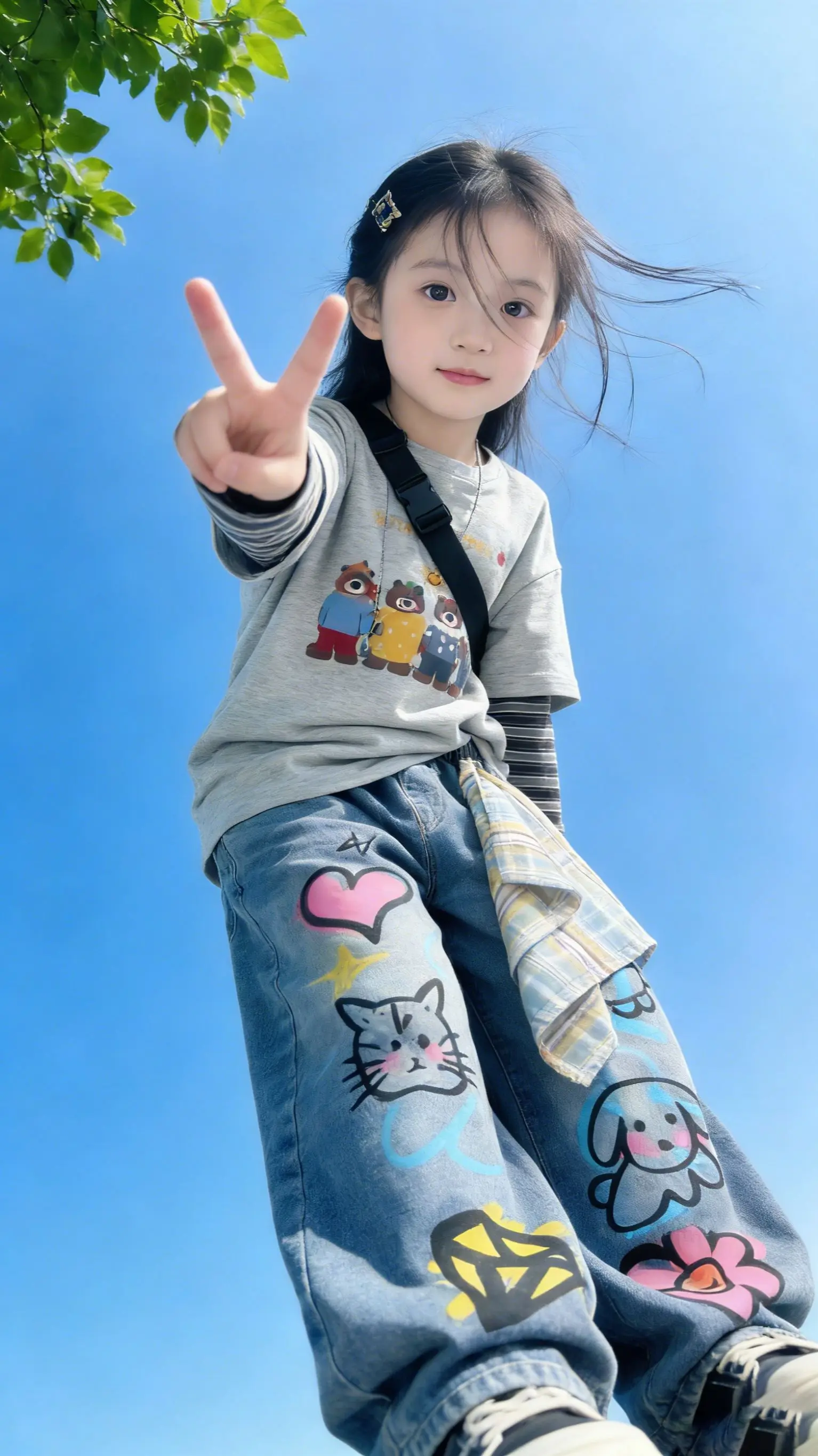 潮娃必备！宝妈们！这套潮酷涂鸦套装直接封神！ 假两件卡通T恤，叠穿感拉...