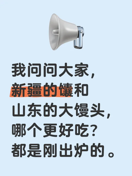 我问问大家，新疆的馕和山东的大馒头，哪个更好吃？都是刚出炉的。 ​​​