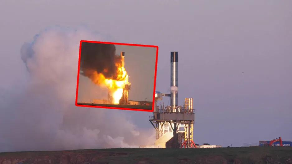 一枚德国火箭在设得兰群岛北部的萨克萨沃德太空港试射时爆炸，失败的原因仍然未知。这
