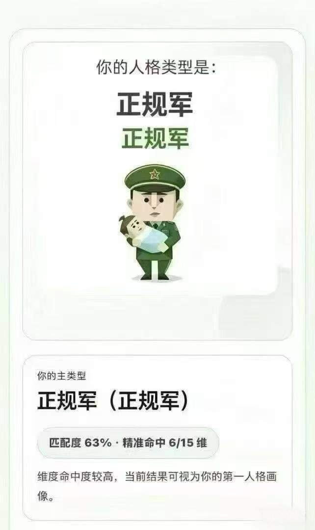 sbti mbti玩了sbti测试反耳呢测出了我隐藏的正规军人格。 