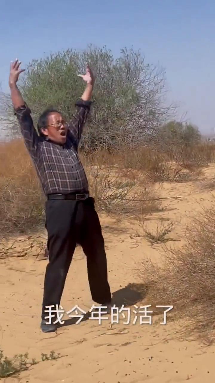 四川人在宁夏十九年如一日播绿万亩沙漠。
这里是我第二故乡，宁夏毛乌素沙漠。我在这