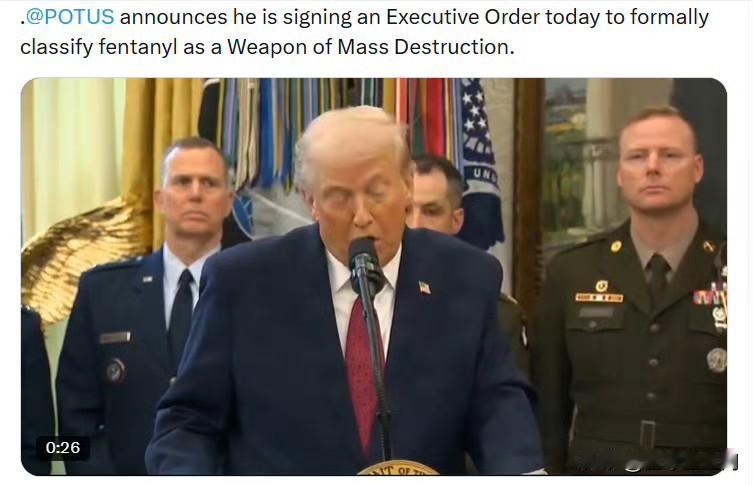 特朗普总统宣布，正式将分太泥归类为大规模杀伤性武器。 ​