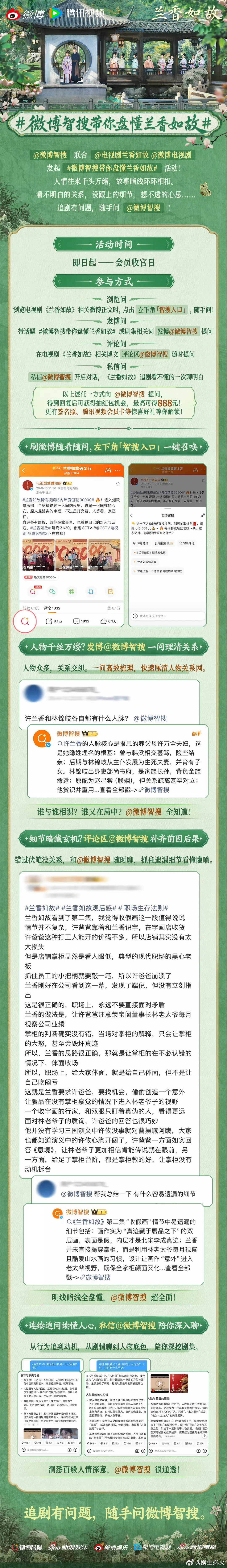 兰香如故 人物有千面，故事更是千丝万缕。追剧路上有疑问，不妨带上话题微博智搜带你