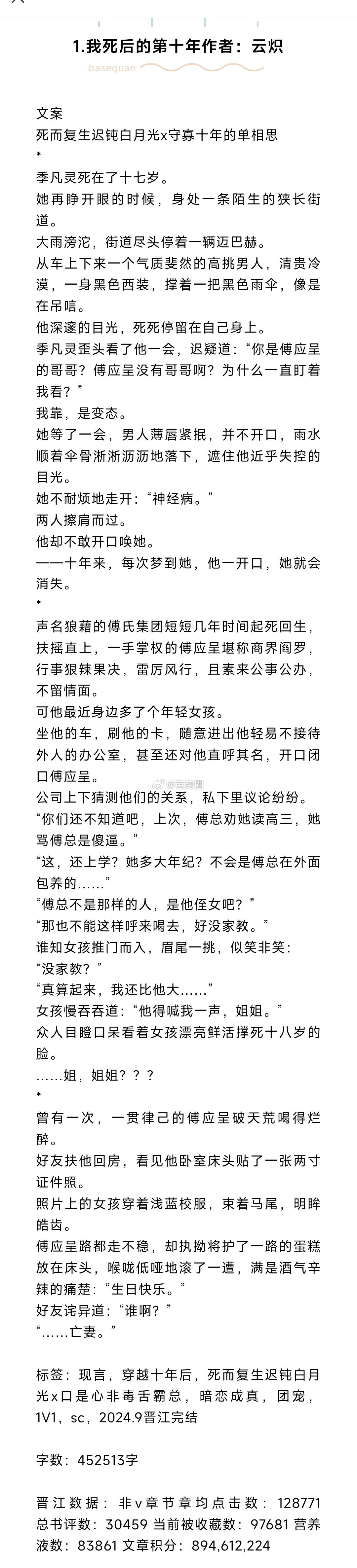 #芭莳圈推文[超话]#  #谁懂这本小说的含金量##错过后悔的高品质书单#完结文
