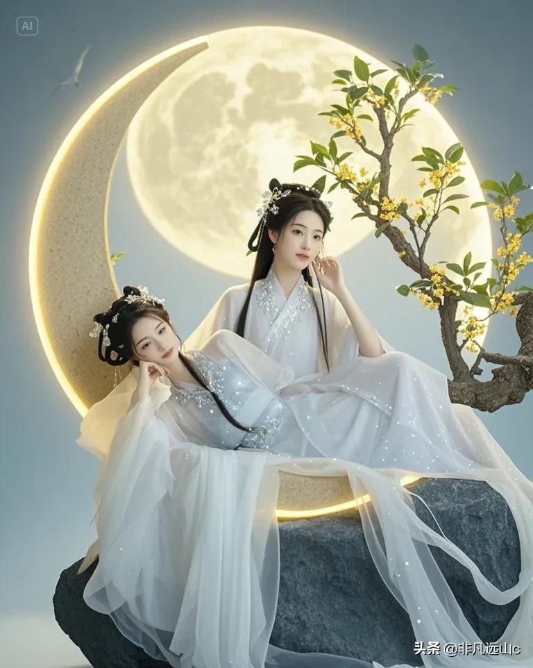 月照花影的画面总是充满诗意与宁静。就像诗词里常常描绘的那样，花与月是绝配。“春花