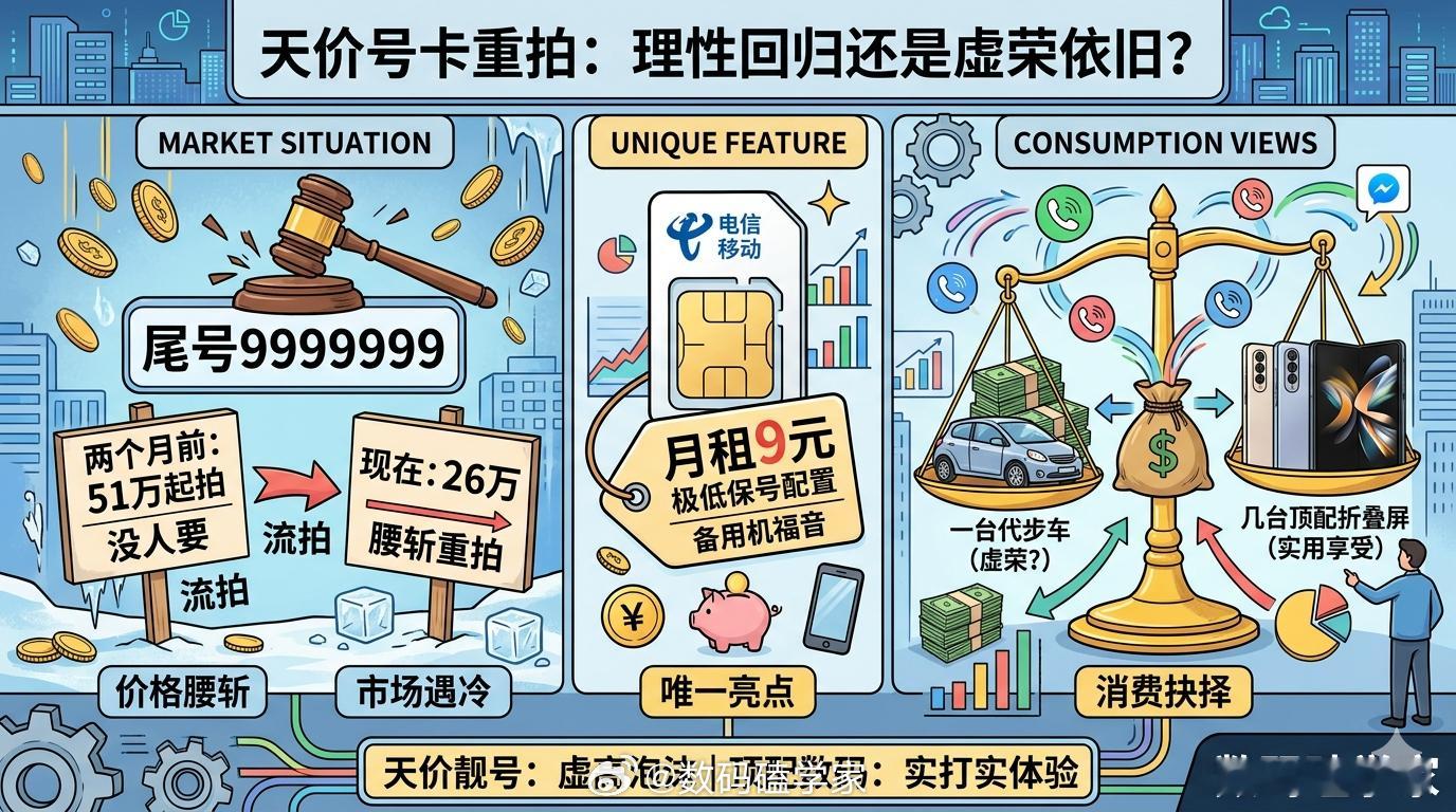尾号9999999手机号以26万再次拍卖 我都看乐了，这串号码两个月前挂51万起