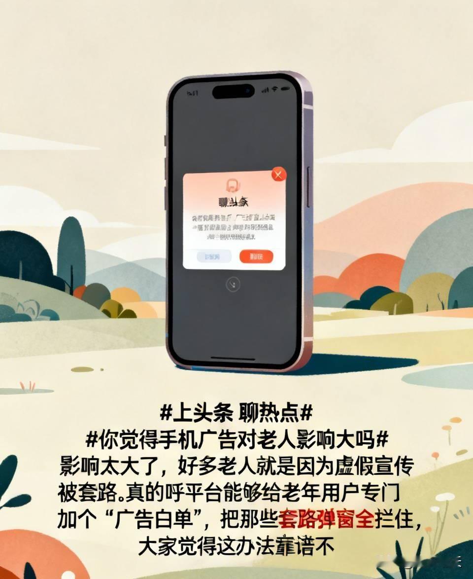 影响太大了，好多老人就是因为虚假宣传广告而被套路。真的呼吁平台能给老年用户专门加