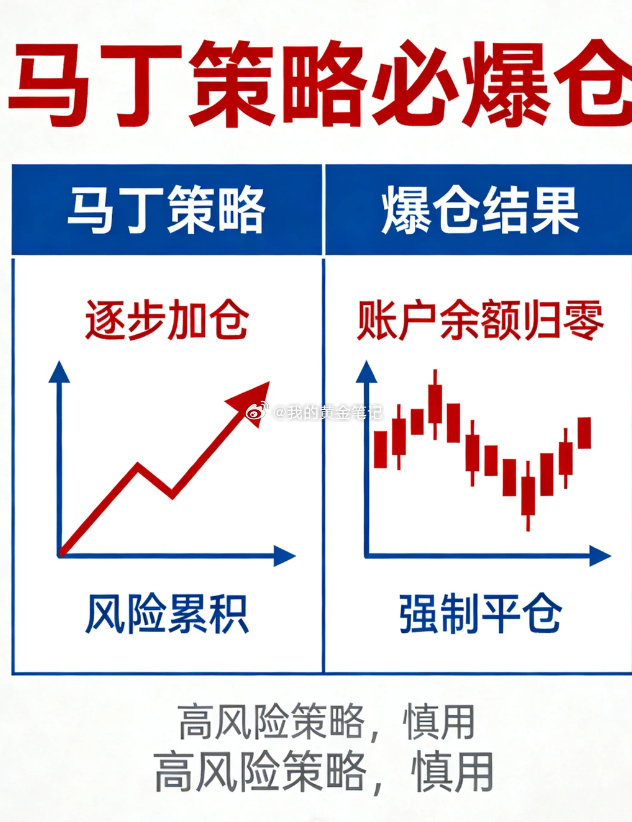 今晚黄金很多无脑加仓选手要被市场教育，马丁加仓策略在震荡的时候可以，单边就一波带