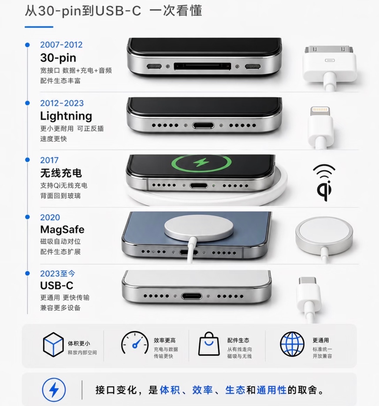 谁还记得当年iPhone的30-pin大接口？从2007年到2012年，那个又宽