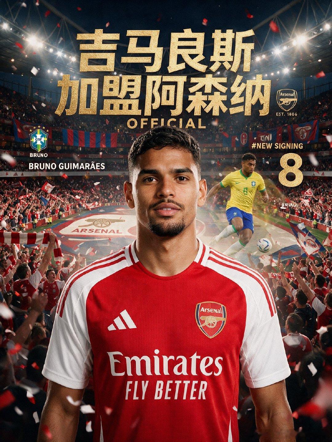 布鲁诺·吉马良斯，巴西2026美加墨世界杯26人大名单成员，身披8号球衣。场上位