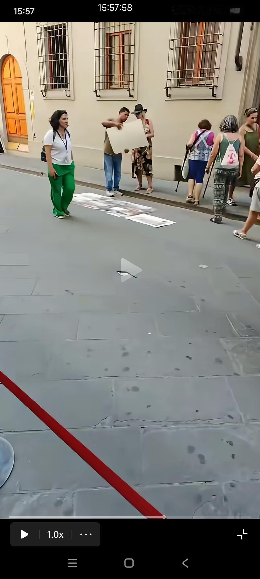 意大利米兰当扒手的孕妇

佛罗伦萨学院美术馆门口的踩画碰瓷这么多年依然存在。
