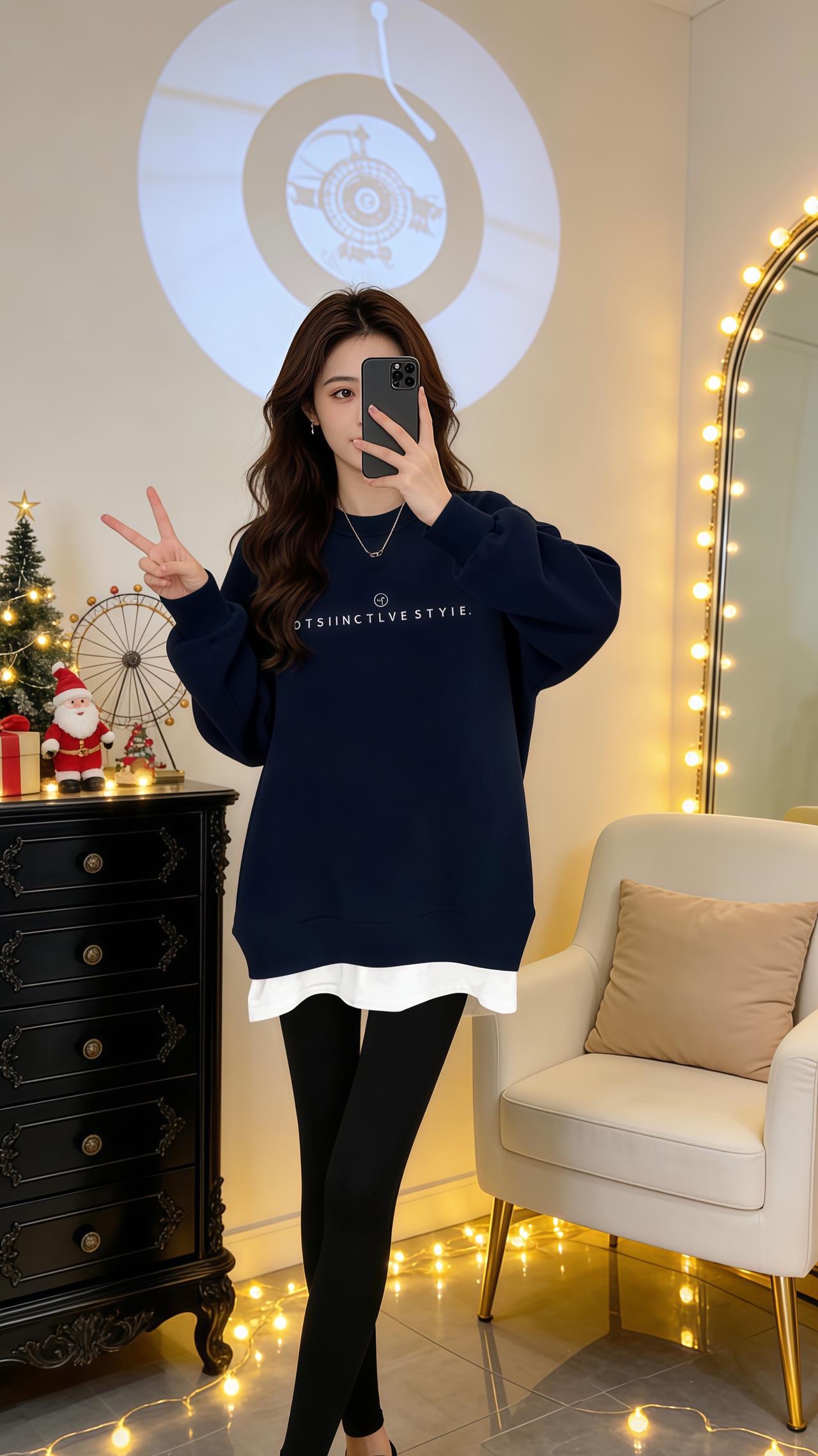 中长款卫衣休闲百搭洋气减龄谁穿谁好看 面料柔软舒适