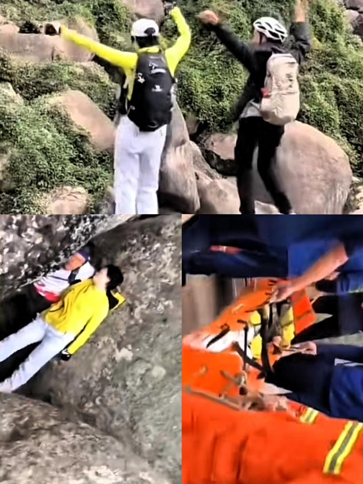 不作就不会死……
奉劝大伙别把野外当秀场！

南昌那姑娘爬山跳巨石摔成粉碎性骨折