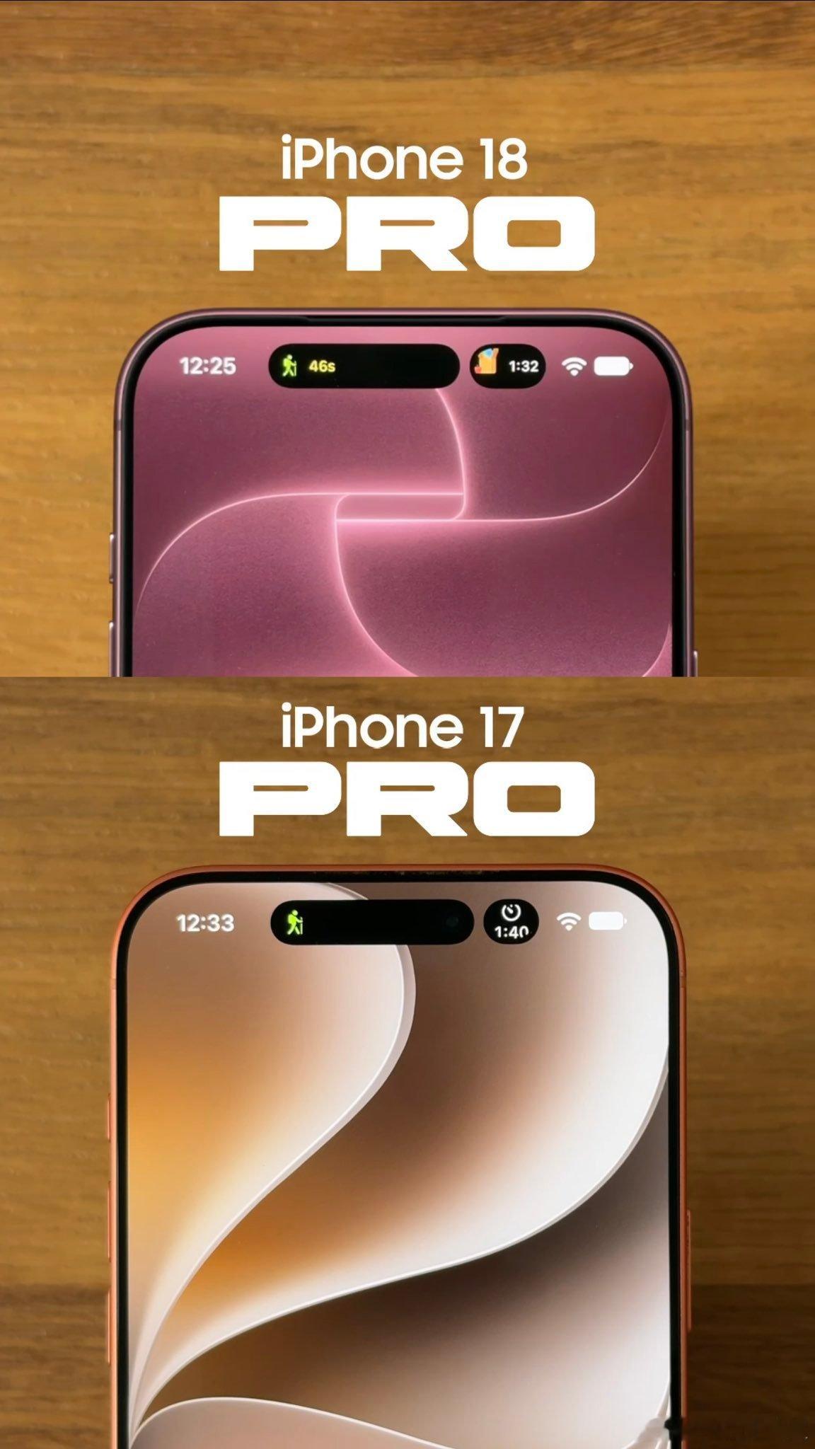 貌似iPhone 18 Pro的灵动岛亮屏偷跑了分别是正常状态和展示信息状态满意