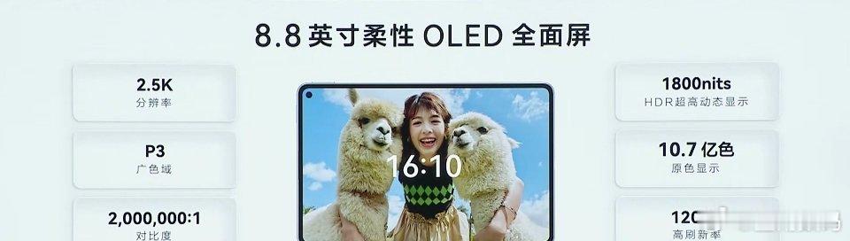 华为 MatePad Mini 采用一块 8.8 英寸 OLED 屏幕，2.5K