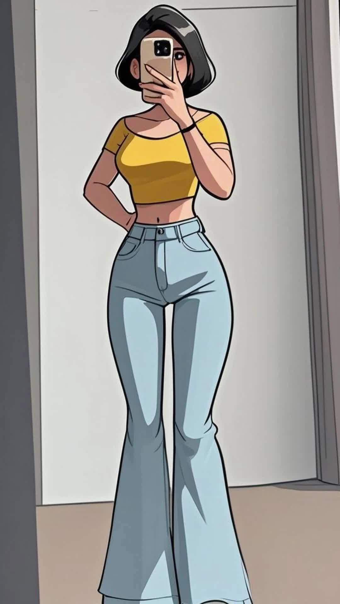 新到了一条可以收腰提臀的鱼尾喇叭裤，怎么搭都好好看