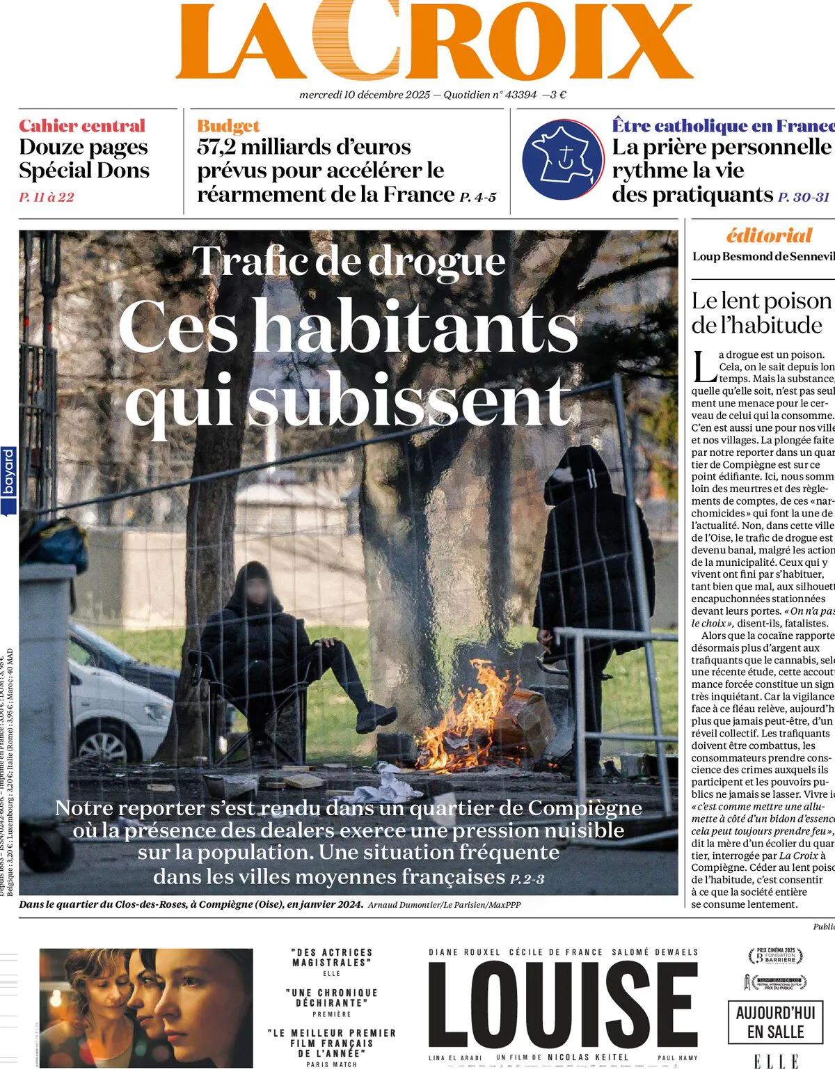 法国毒品已经泛滥成灾，成为一个严重的社会问题。
法国《十字报》头版，毒品交易 这