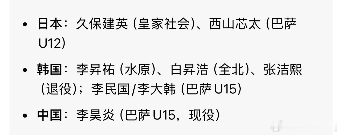 进入过拉玛西亚的亚洲球员