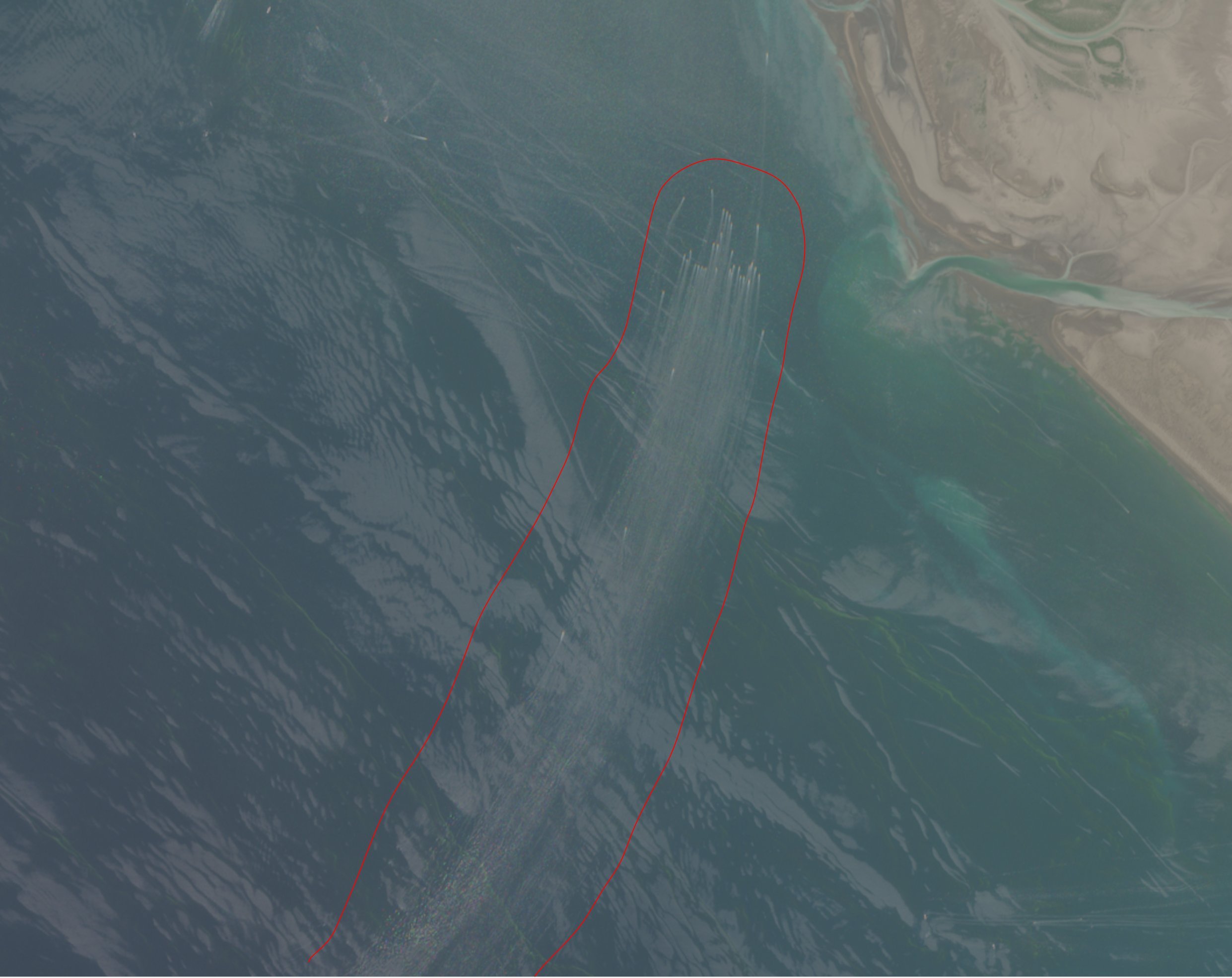 欧空局 Sentinel-2 卫星在 4月22日 捕获的影像显示，霍尔木兹海峡北