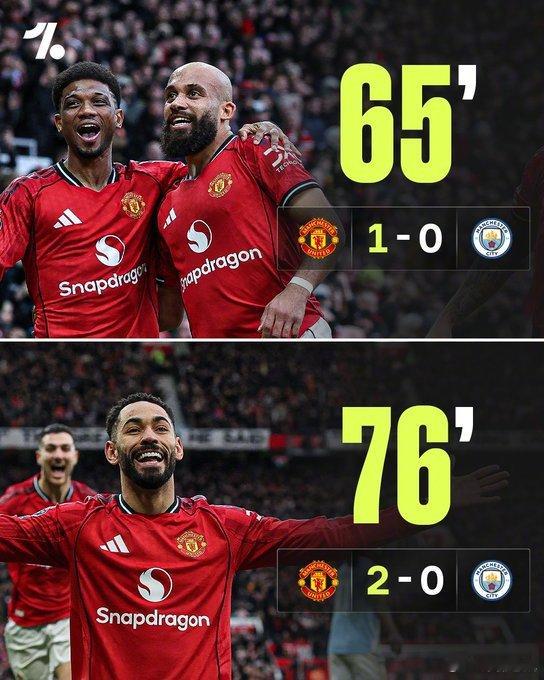 【曼联2比0曼城，看完全场的同学们来个四字成语！】英超