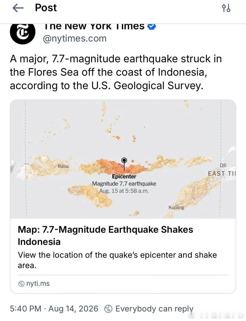 印度尼西亚发生7.7级地震。 