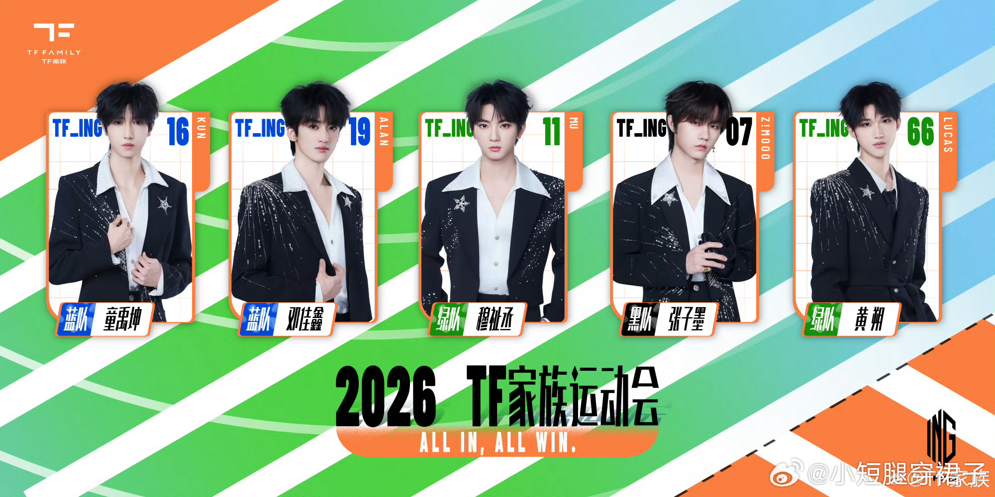 TF家族运动会分队官宣哈哈哈哈，我只看见了王橹杰和穆祉丞都在绿队