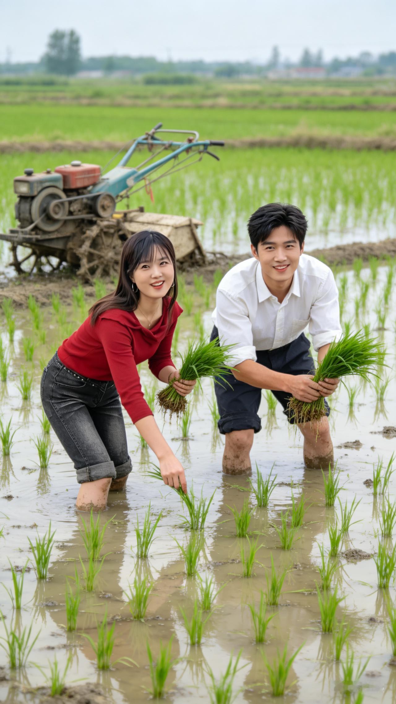 田间劳作是一幅生机勃勃的画卷：青春洋溢，播种希望！🌾💚