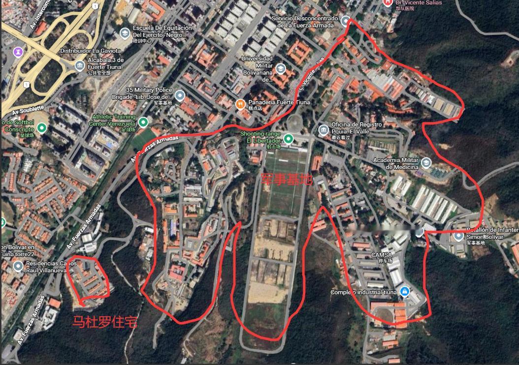 很多人好奇马杜罗的卫队干啥去了，怎么总统一下就被抓走了，看下下面这个地图就知道了